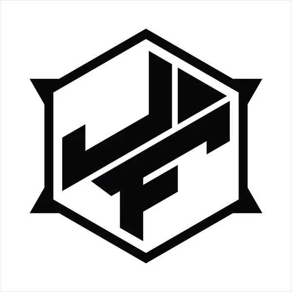 Logo Monogram Hexagon Sharp Shape Design Template — Wektor stockowy