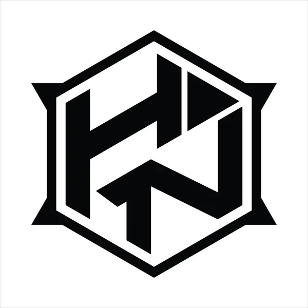 Logo Monogram Hexagon Sharp Shape Design Template — Vector de stock
