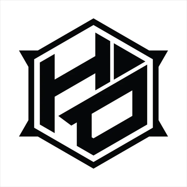 Logo Monogram Hexagon Sharp Shape Design Template — Stok Vektör