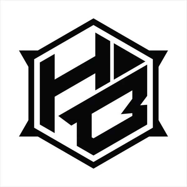 Logo Monogram Hexagon Sharp Shape Design Template — Stockový vektor