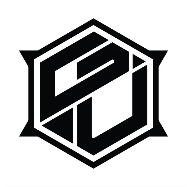 Logo Monogram Hatszögletű Éles Kialakítású Sablonnal — Stock Vector
