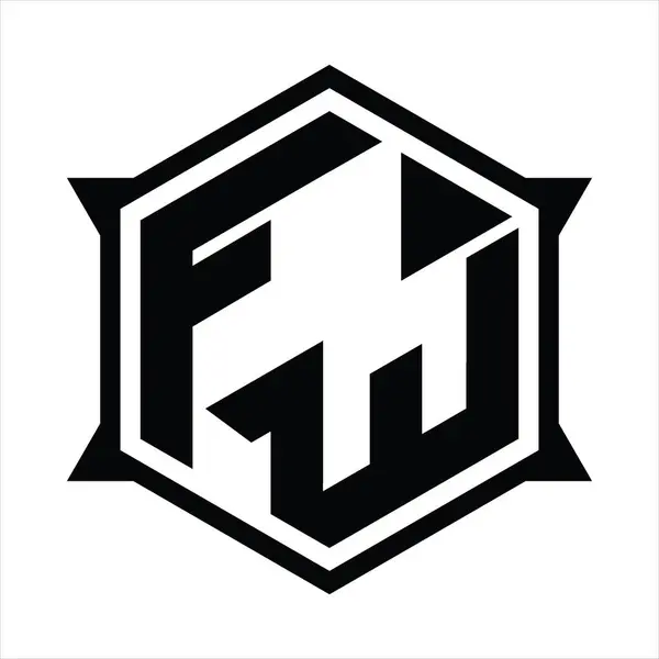 Logo Monogramma Con Esagono Modello Design Dalla Forma Affilata — Vettoriale Stock