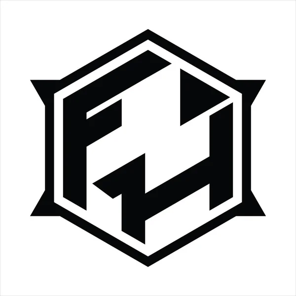 Монограмма Логотипа Шестиугольником Резким Шаблоном Формы — стоковый вектор