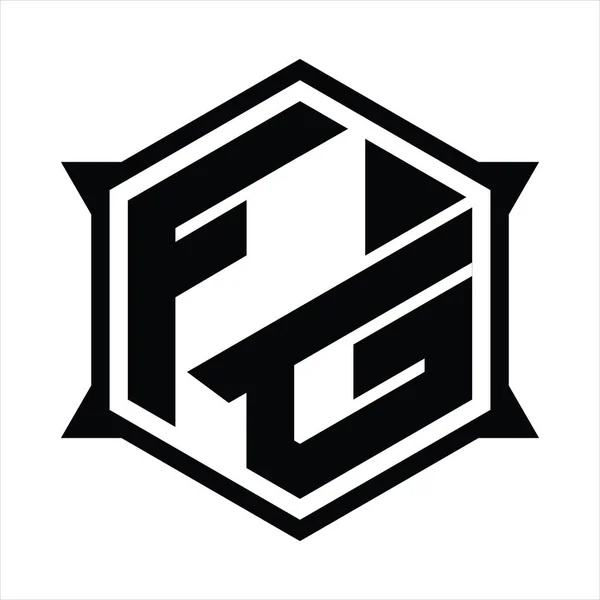 Logo Monogram Hexagon Sharp Shape Design Template — Vetor de Stock