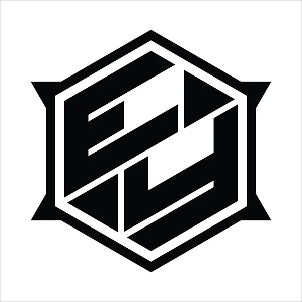 Logo Monogramma Con Esagono Sagoma Affilata — Vettoriale Stock