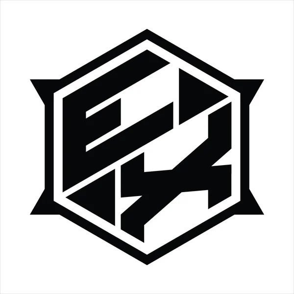 Logo Monogramma Con Esagono Forma Tagliente Modello Design — Vettoriale Stock