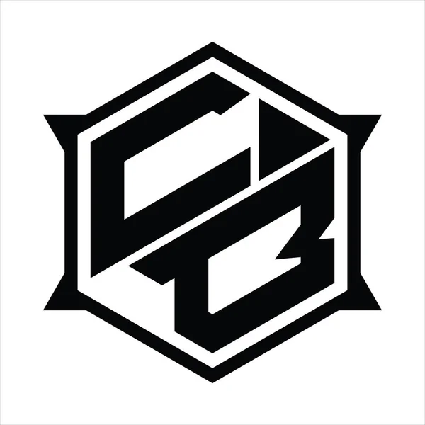 Logo Monogram Hexagon Sharp Shape Design Template — Διανυσματικό Αρχείο
