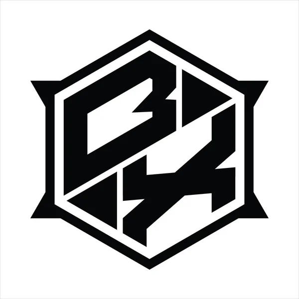 Logo Monogram Hexagon Sharp Shape Design Template — Vetor de Stock