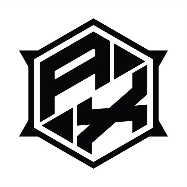 Монограмма Logo Шестиугольником Резким Шаблоном Формы — стоковый вектор