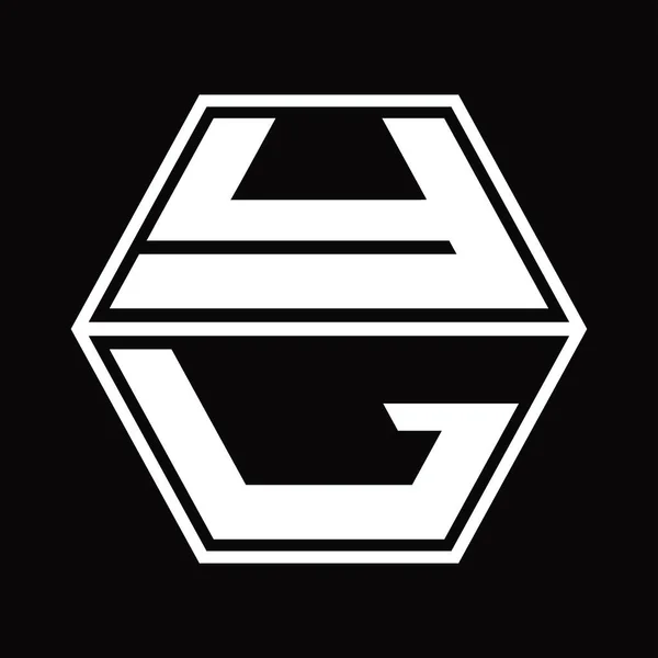 Logo Monogram Hexagon Shape Blackground Design Template — Stock Vector