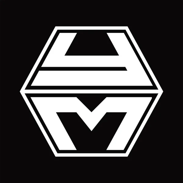 Logo Monogram Hexagon Shape Blackground Design Template — Stok Vektör