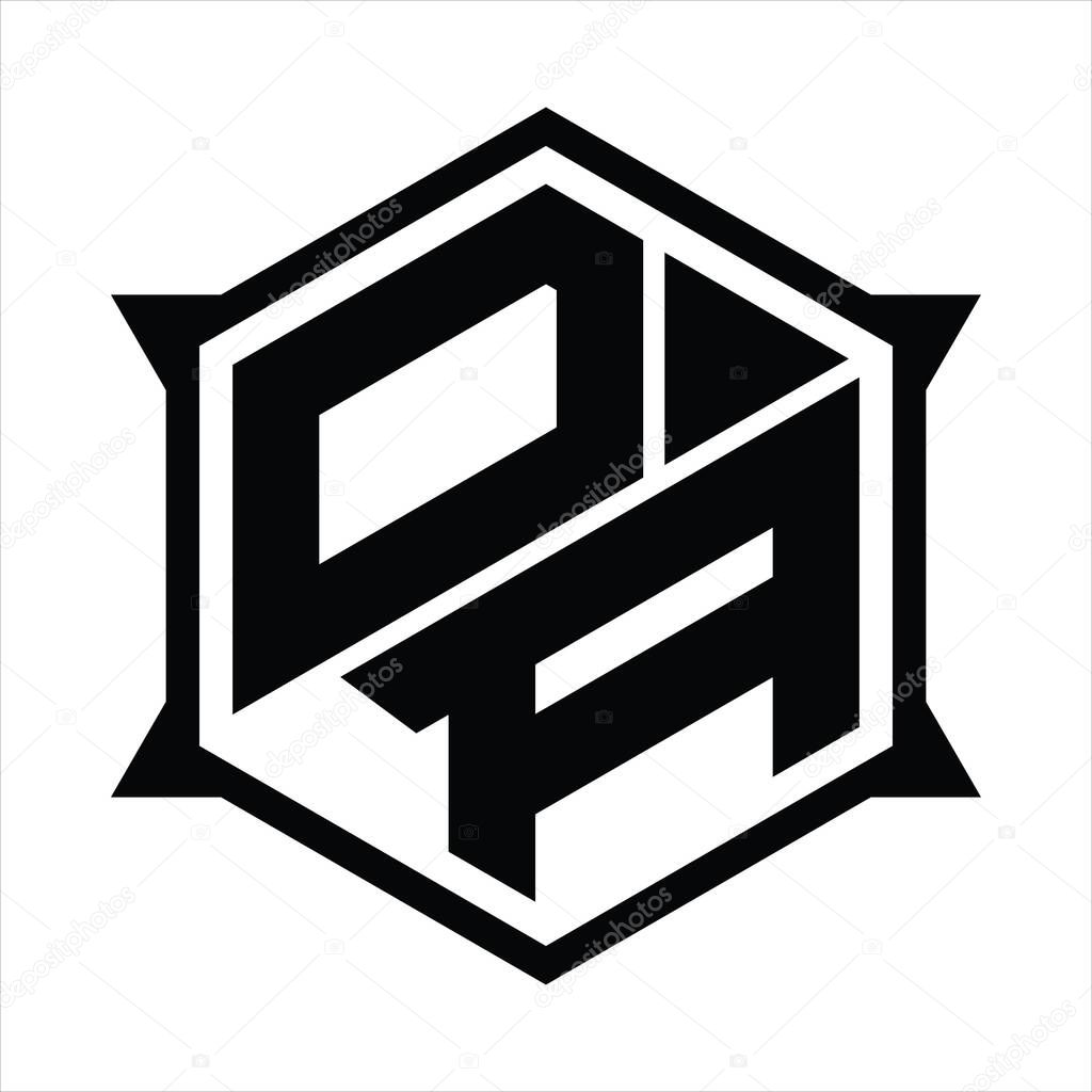 OA Logo monogram with hexagon and sharp shape design template