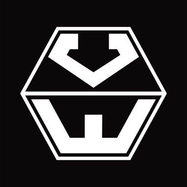 VW Logo monogram with hexagon shape up and down blackground design template