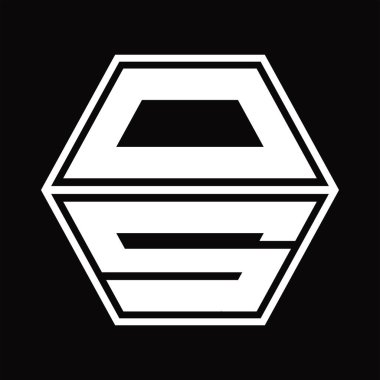 OS Logo monogram with hexagon shape up and down blackground design template