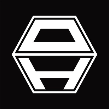 OH Logo monogram with hexagon shape up and down blackground design template