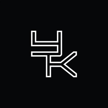 Satır biçimi kara zemin tasarım şablonu ile YK Logo monogramı