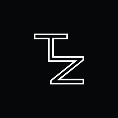 Satır biçimi kara zemin tasarım şablonlu TZ logo monogramı