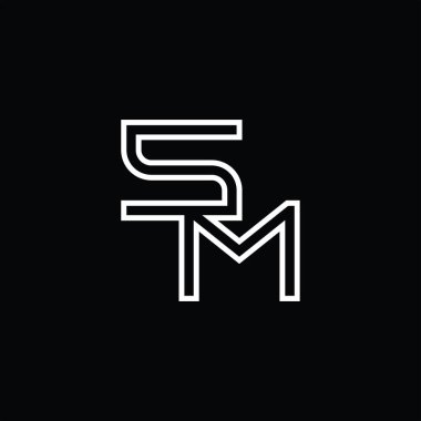 Satır biçimi siyah zemin tasarım şablonlu SM Logo monogramı