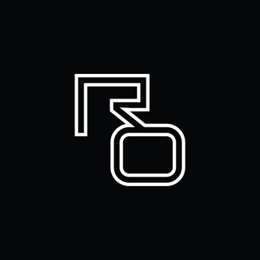 Satır biçimi kara zemin tasarım şablonlu RO Logo monogramı