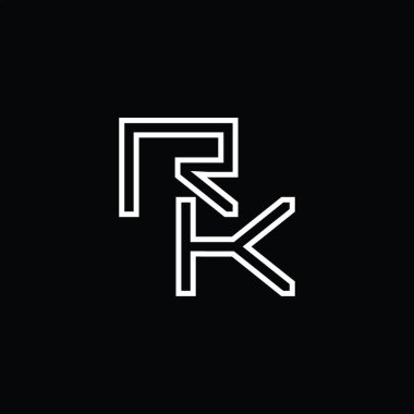 Satır biçimi kara zemin tasarım şablonu ile RK Logo monogramı