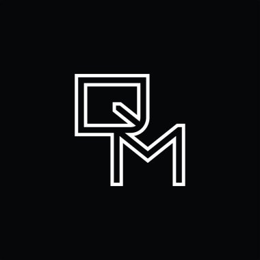 Satır biçimi kara zemin tasarım şablonlu QM Logo monogramı