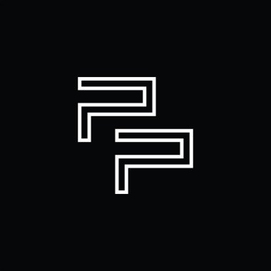 Satır biçimi kara zemin tasarım şablonlu PP Logo monogramı