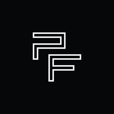 Satır biçimi kara zemin tasarım şablonlu PF Logo monogramı