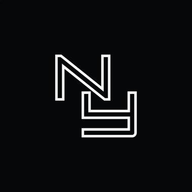 Satır biçimi kara zemin tasarım şablonu ile NY logo monogramı