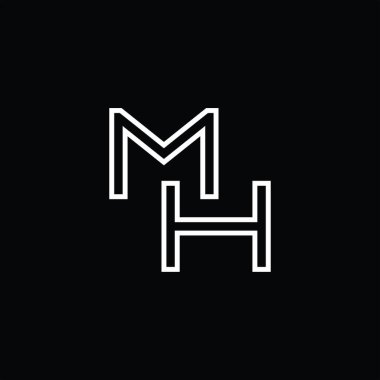 MH Logo monogram with line style blackground design template