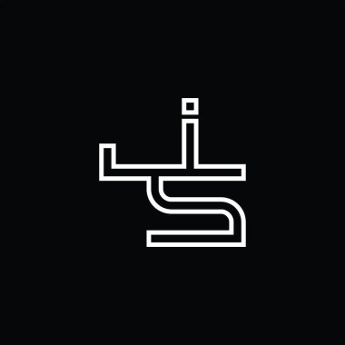 JS Logo monogram with line style blackground design template