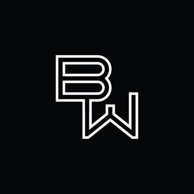 Satır biçimi siyah zemin tasarım şablonlu BW Logo monogramı
