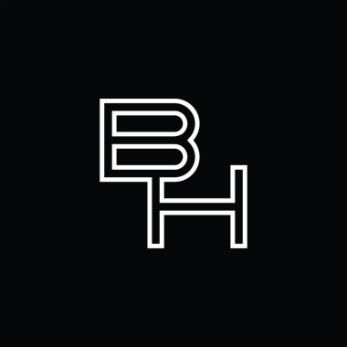 Çizgi biçimi kara zemin tasarım şablonuna sahip BH Logosu