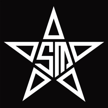 SM Logo monogram with star shape on blackground design template clipart