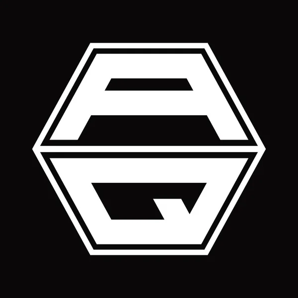 Монограмма Логотипом Шестиугольной Формой Вверх Вниз Шаблону Черной Площадки — стоковый вектор