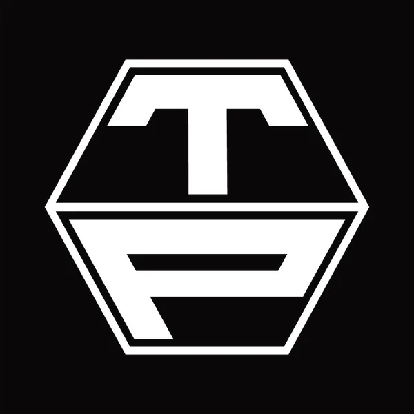 Монограма Логотипу Шестикутником Формі Вгору Вниз Шаблоном Дизайну Чорного Фону — стоковий вектор