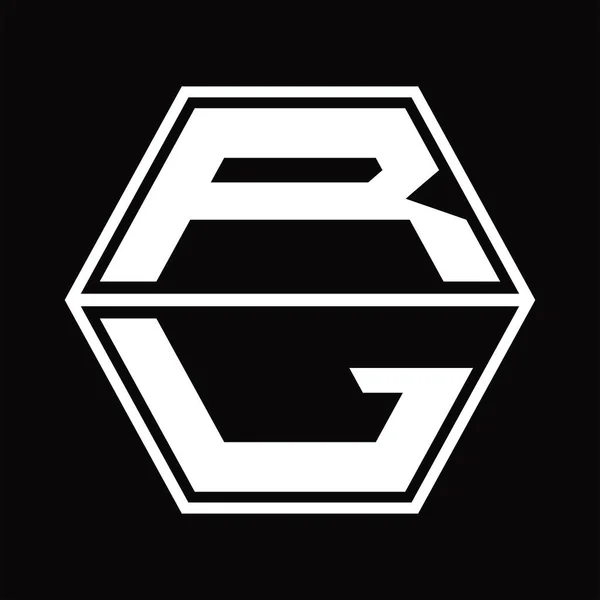 Logo Monogram Hexagon Shape Blackground Design Template — Stockvector