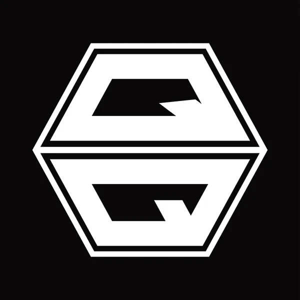Монограмма Логотипа Шестиугольной Формой Вверх Вниз Шаблон Черной Площадки — стоковый вектор