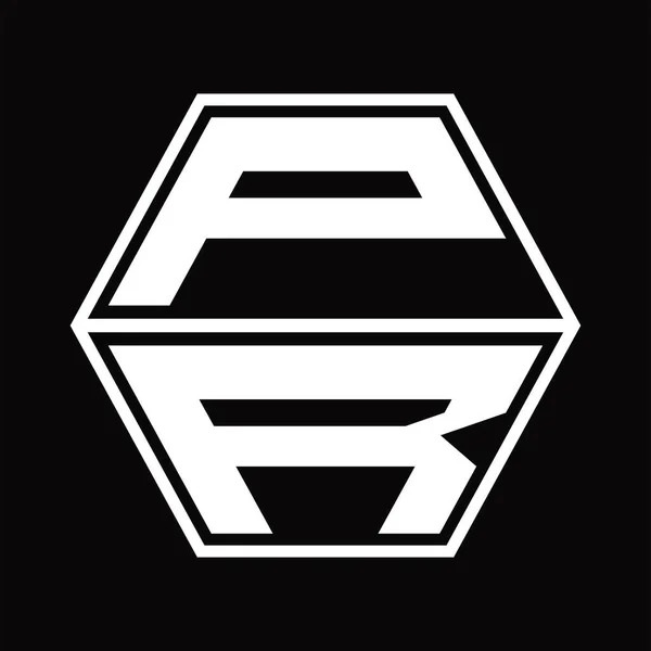 Logo Monogramm Mit Sechseckiger Form Nach Oben Und Unten Schwarzgrund — Stockvektor
