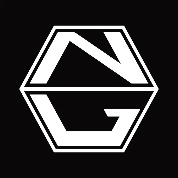Монограмма Логотипа Шестиугольной Формой Вверх Вниз Шаблону Черной Площадки — стоковый вектор