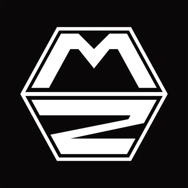 Altıgen Şekilli Logo Monogramı Siyah Zemin Tasarım Şablonu — Stok Vektör
