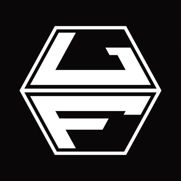 Монограмма Логотипом Шестиугольной Формой Вверх Вниз Шаблону Черной Площадки — стоковый вектор
