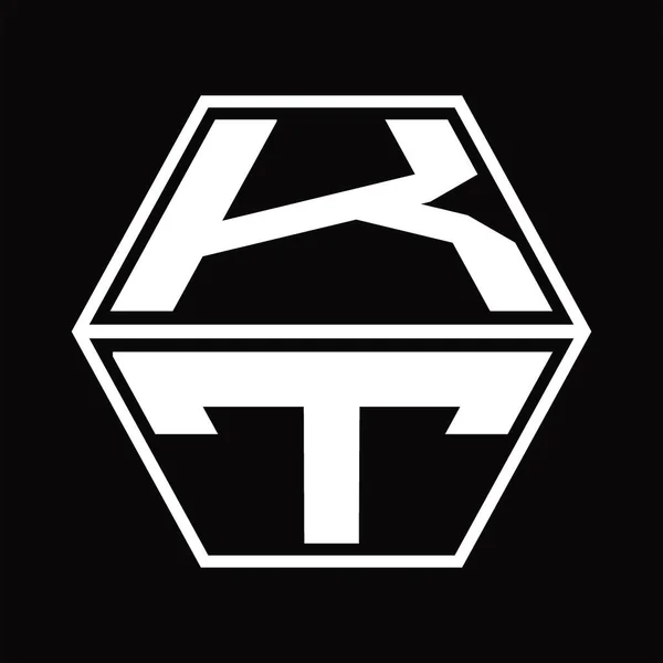 Logo Monogram Hexagon Shape Blackground Design Template — Vetor de Stock