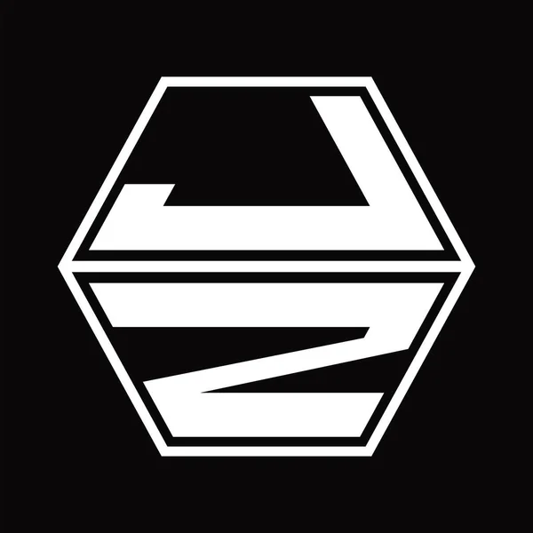 Logo Monogram Šestihranným Tvarem Nahoru Dolů Šablony — Stockový vektor