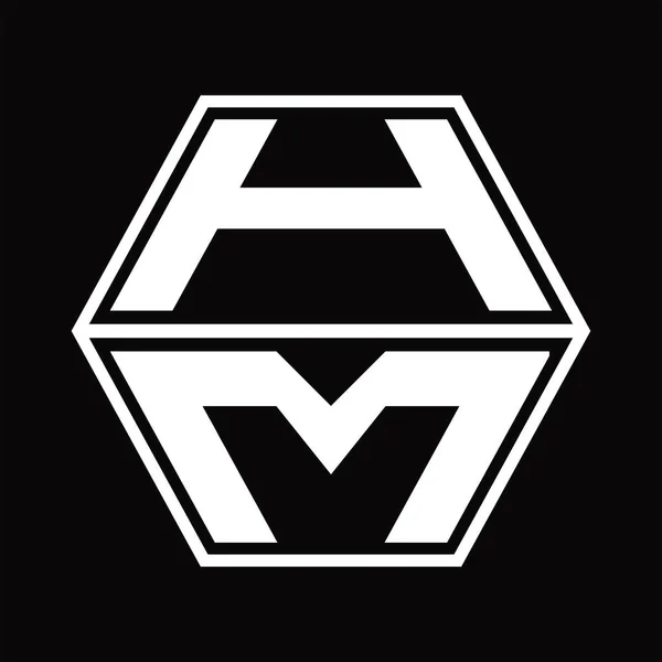 Altıgen Şekilli Logo Simgesi Aşağı Yukarı Kara Zemin Tasarım Şablonu — Stok Vektör
