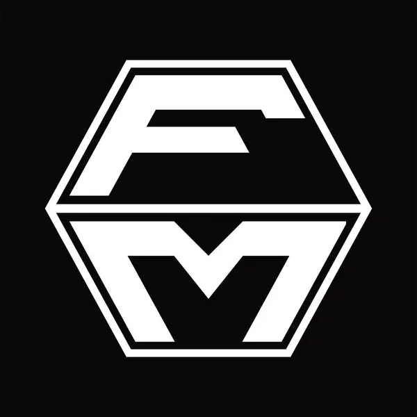 Монограмма Логотипа Шестиугольником Вверх Вниз Чертежной Площадке — стоковый вектор