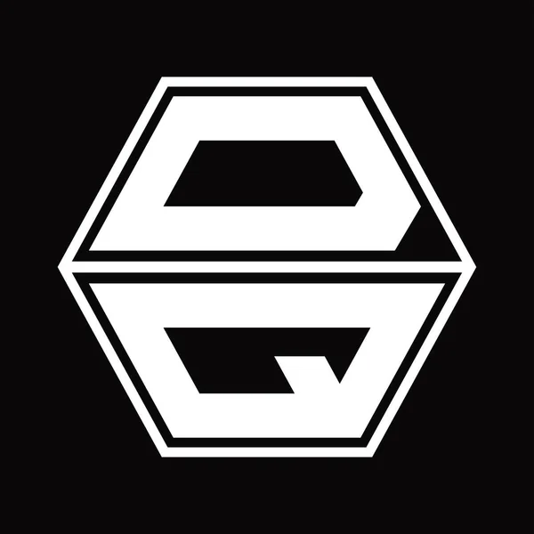 Монограмма Логотипа Шестиугольной Формой Вверх Вниз Шаблону Черной Площадки — стоковый вектор