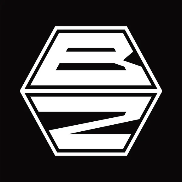 Altıgen Şekilli Logo Monogramı Siyah Zemin Tasarım Şablonu — Stok Vektör