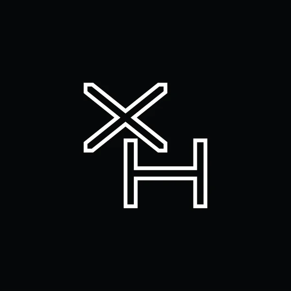 Xh标志主题图 带有线条风格的黑地设计模板 — 图库矢量图片