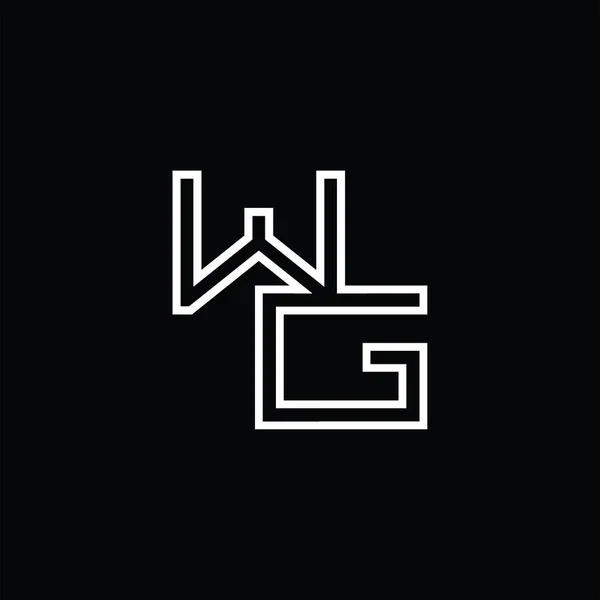 ラインスタイルブラックグランドデザインテンプレートとWgロゴモノグラム — ストックベクタ