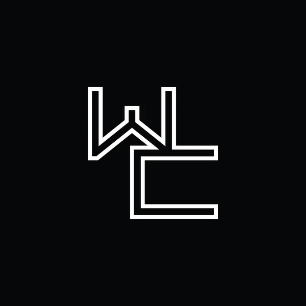 ラインスタイルブラックグランドデザインテンプレートとWcのロゴモノグラム — ストックベクタ